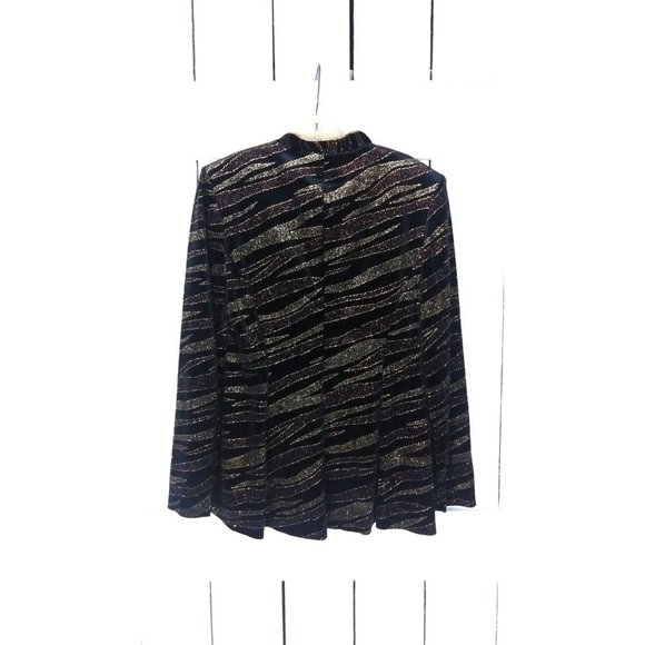Vintage black/glitter gold striped velvet velour blazer jacket - Picture 5 of 5